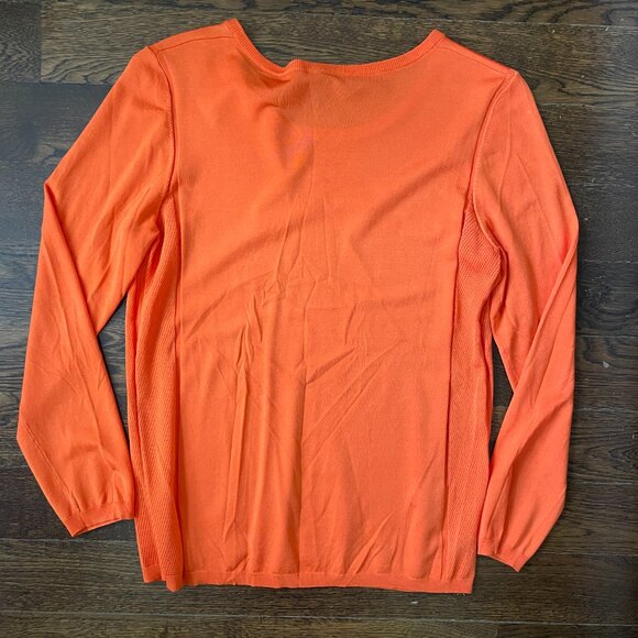 New(without tag) Pink Tartan Orange Crew Neck Slinky Sweater-Large - Picture 4 of 8